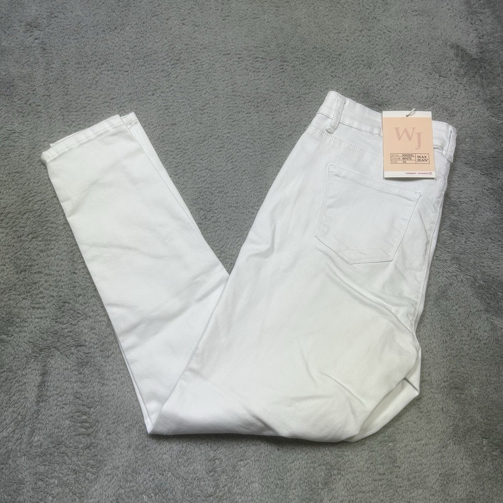 WAX‎ Jean Women's 16 White Stretch Skinny Basic Denim Pants Jeans PLUS 35x30 NEW